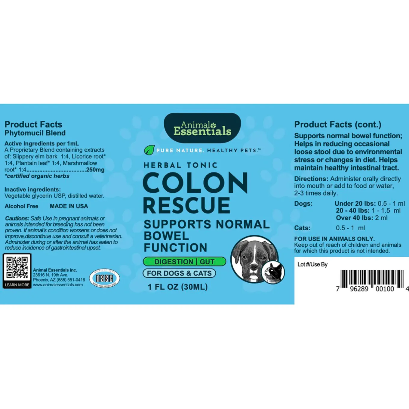 Animal Essentials Colon Rescue Herbal Digestive Aid for Dogs & Cats