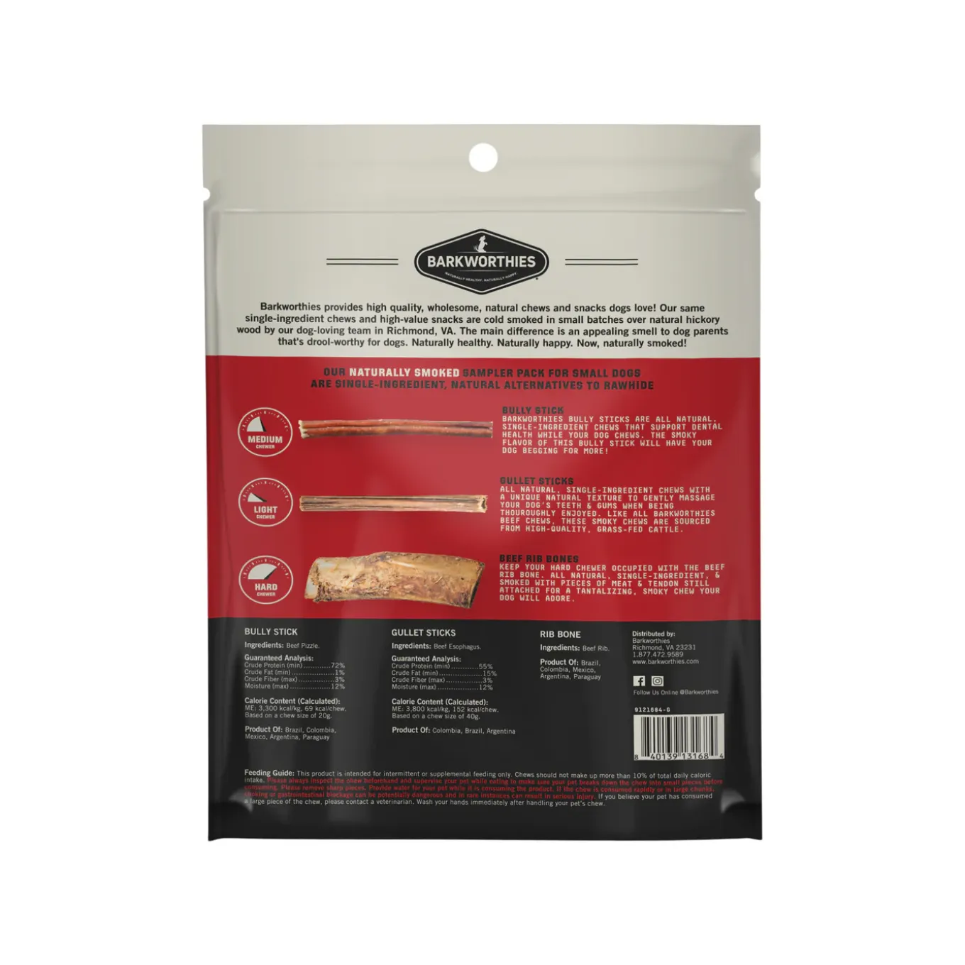 Barkworthies Naturally Smoked Sampler Variety Pack Dog Chews