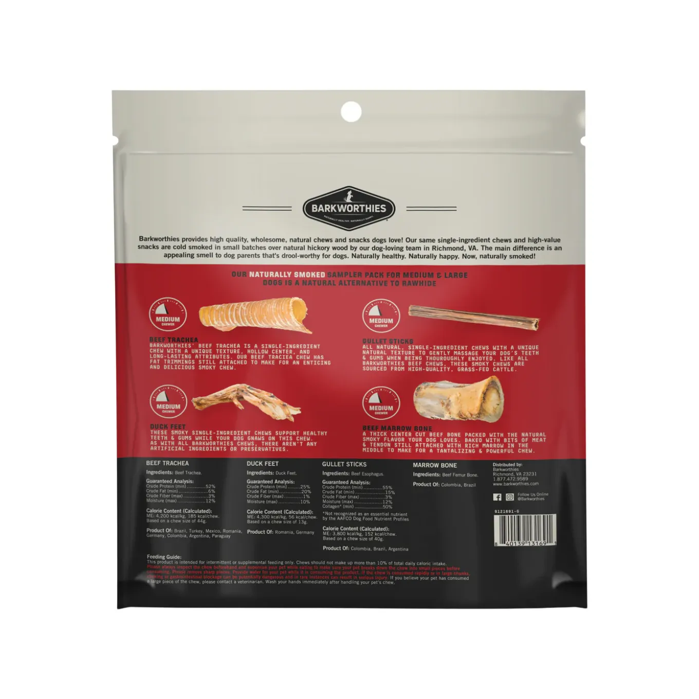 Barkworthies Naturally Smoked Sampler Variety Pack Dog Chews