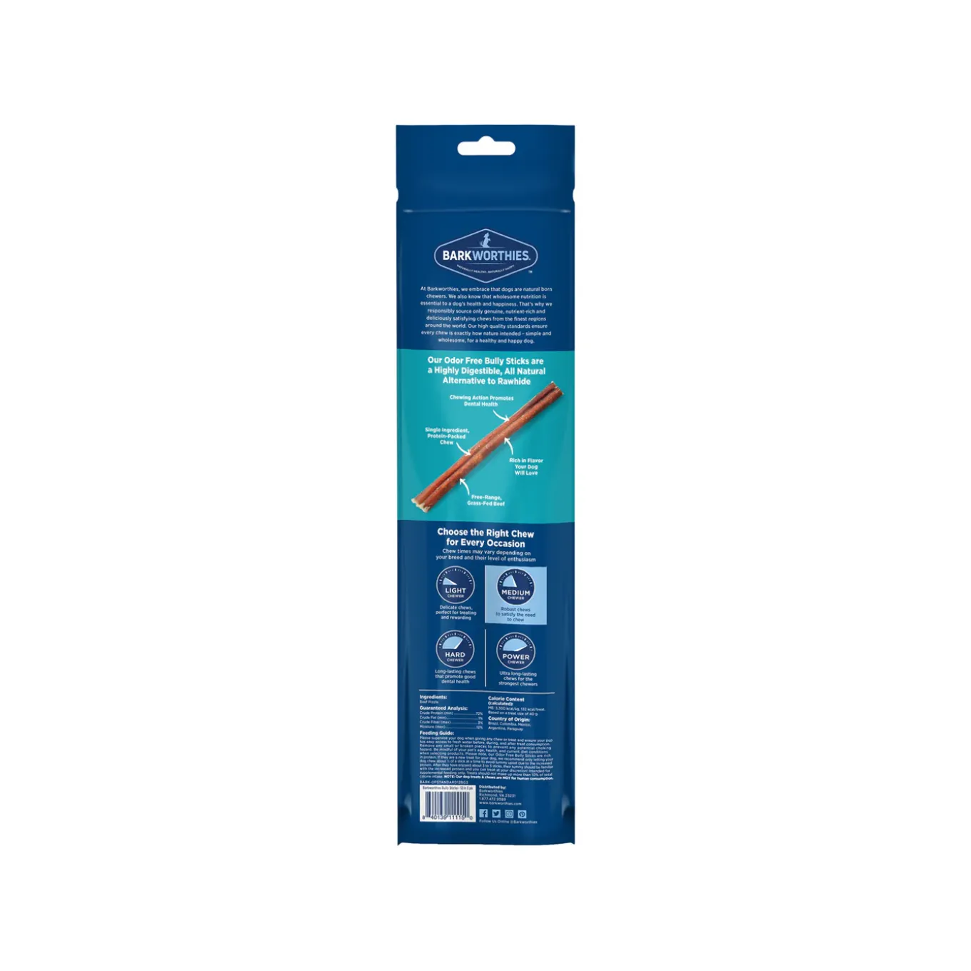 Barkworthies Odor Free Standard Bully Sticks for Dogs