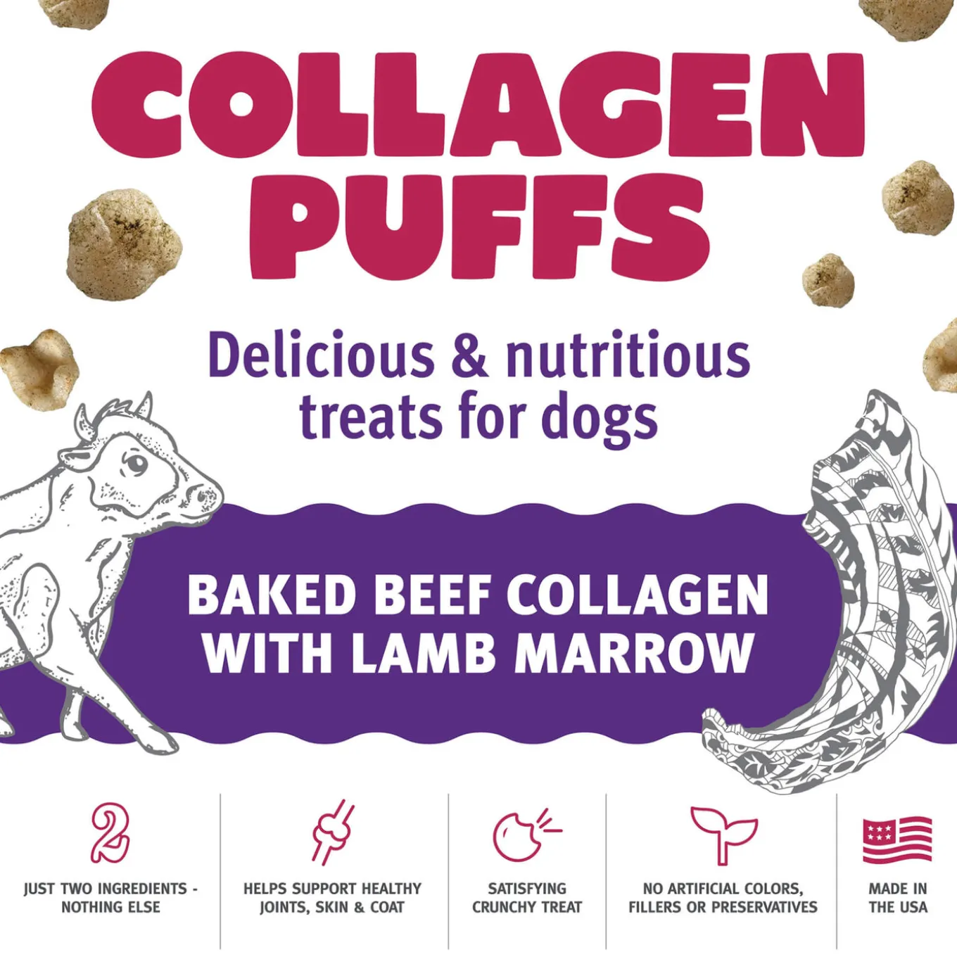 Icelandic+ Beef Collagen Puffs Dehydrated Dog Treats