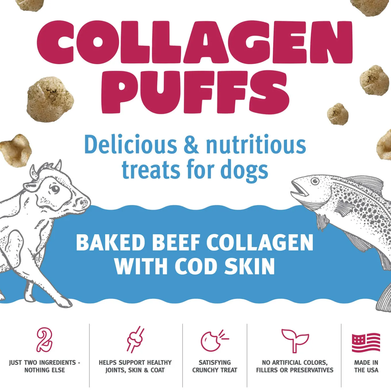 Icelandic+ Beef Collagen Puffs Dehydrated Small Dog Treats