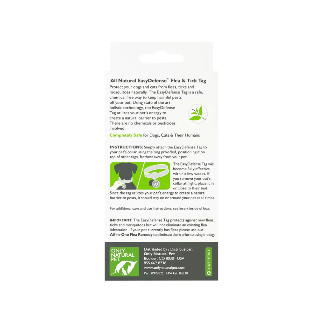 Only Natural Pet Easy Defense Flea & Tick Tag for Dogs & Cats